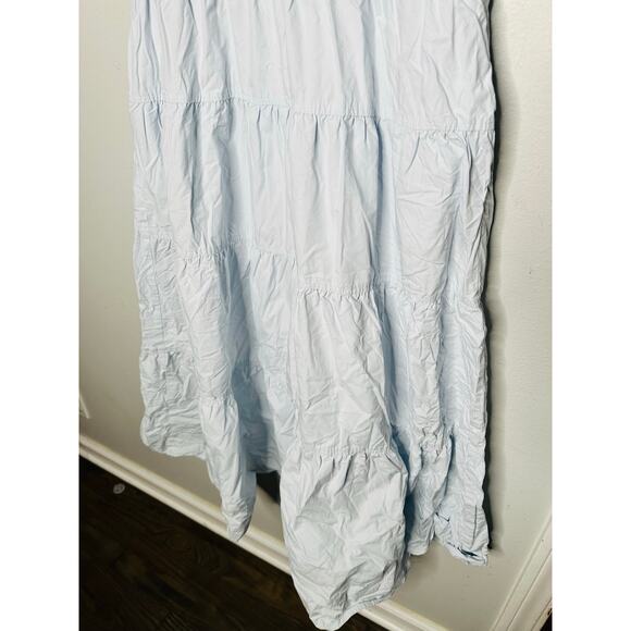 DEREK LAM X RTR Light Blue 100% Cotton Hourglass Cap Sleeve Tiered Dress Size 46 - Picture 7 of 12